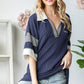 BASIC COLLAR URBAN RIBBED CONTRAST TOP