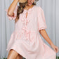 Bow Tie Front Striped Baby Doll Mini Dress VD82683