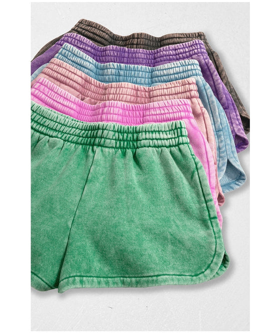 Acid Wash Elastic Shorts