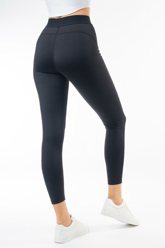Black High Waisted Solid Knit Leggings