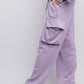 Lilac Washed Terry Knit Cargo Full Length Pants