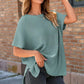 Gray Short Sleeve Side Slit Oversized Sweater