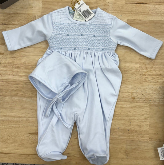 Baby Boy Smocked Bullion Romper with hat