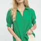 Seersucker Puff Sleeve Blouse