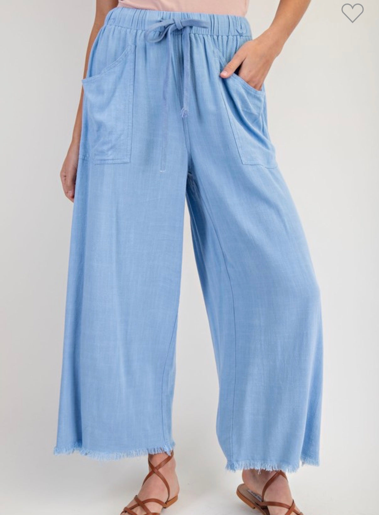 Frayed Cropped Wide Leg Pants