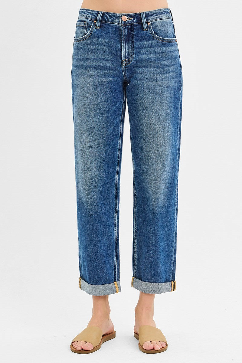 Mid Rise Boyfriend Rolled Jeans