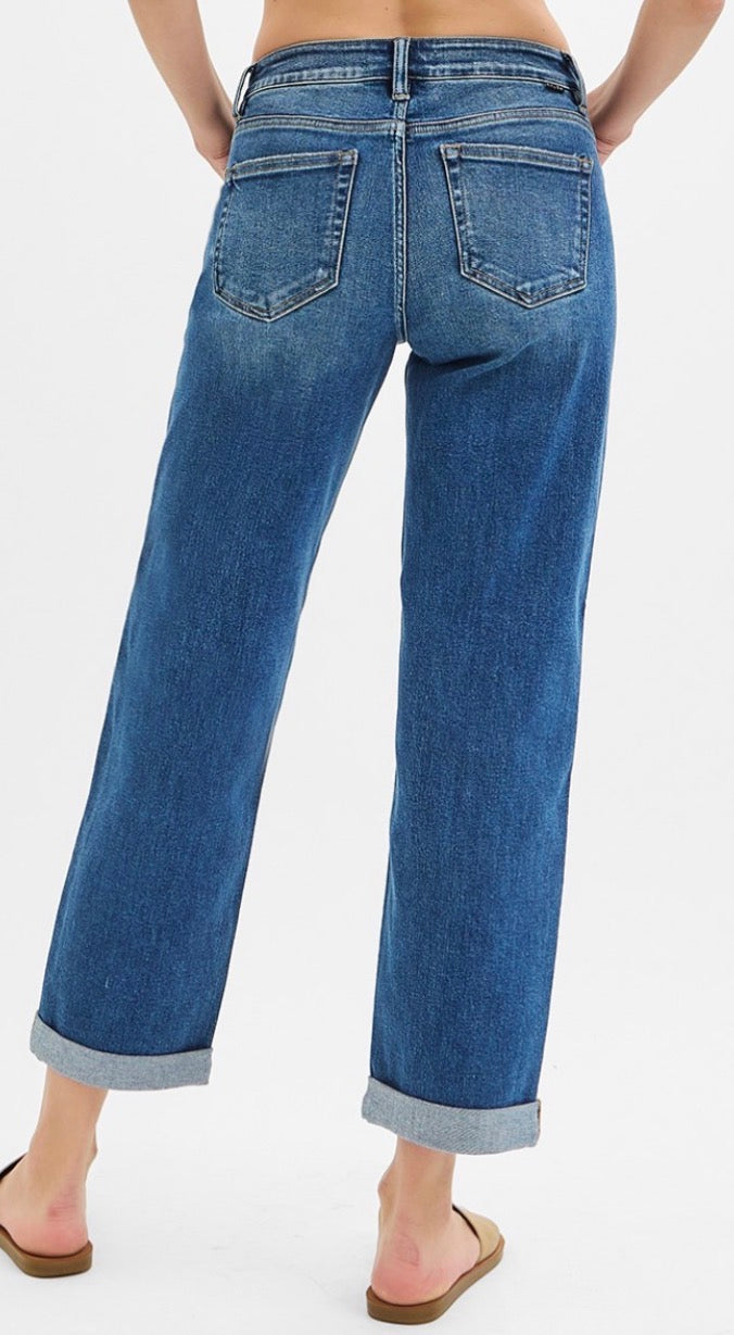 Mid Rise Roll Up Jeans