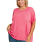 Plus Washed Ribbed Short Sleeve Top