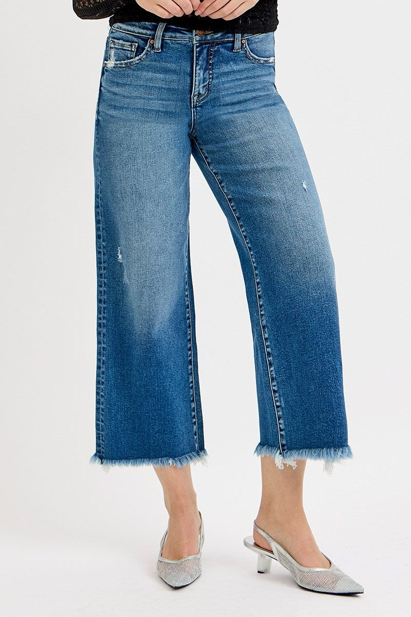 Tummy Control Mid Rise Crop Straight Jeans