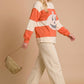 Pumpkin Appliqué Color Block Pullover