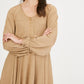 Drawstring Cuff Knit Babydoll Dress LD0804