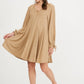 Drawstring Cuff Knit Babydoll Dress LD0804
