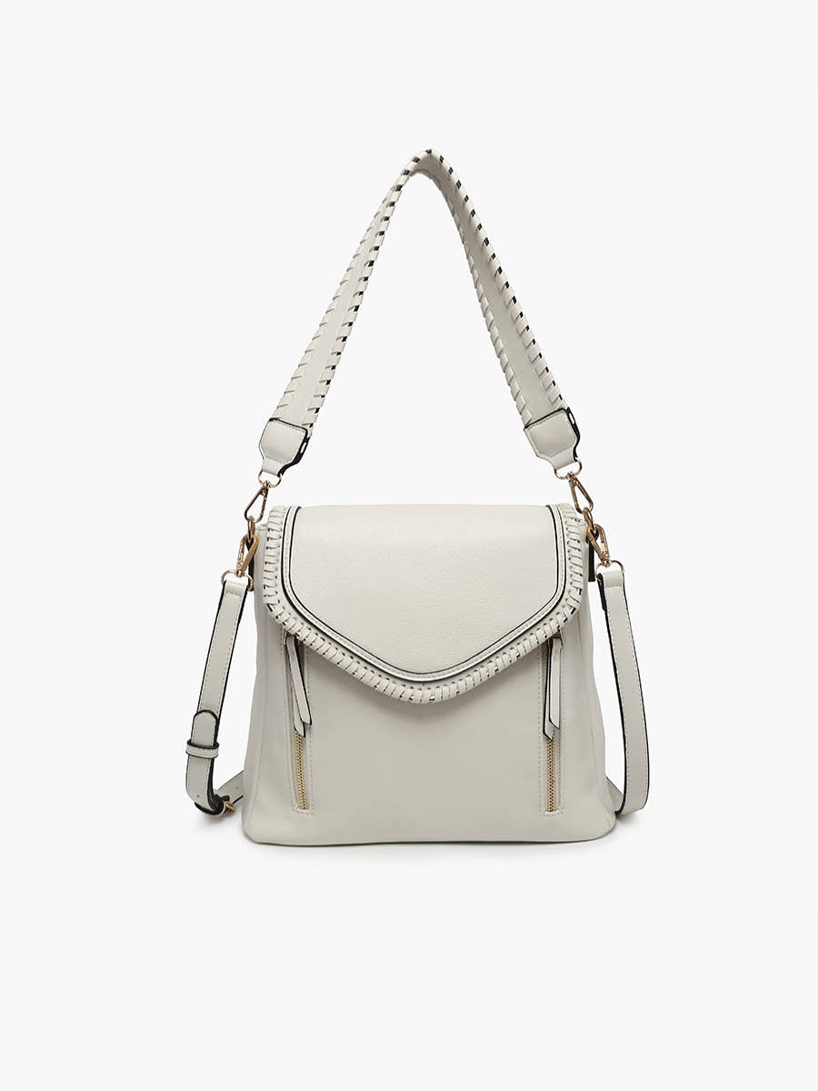 Lorelei Double Zip Whipstitch Trim Crossbody