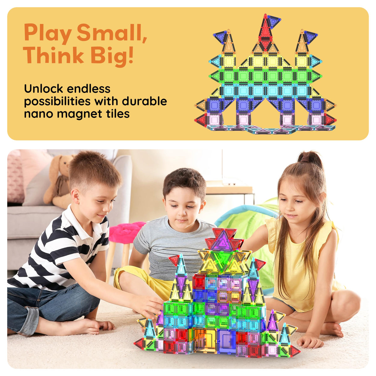 100pc Nano Magnetic Building Tiles Construction Travel Set