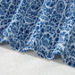 Blue Floral Striped Print Contrast Ric-rac Puff Sleeve Top