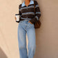 Striped Collared Knit Cardigan