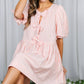 Bow Tie Front Striped Baby Doll Mini Dress VD82683