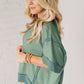 Peach Blossom Half Sleeve Raw Seam High Low Side Split Top