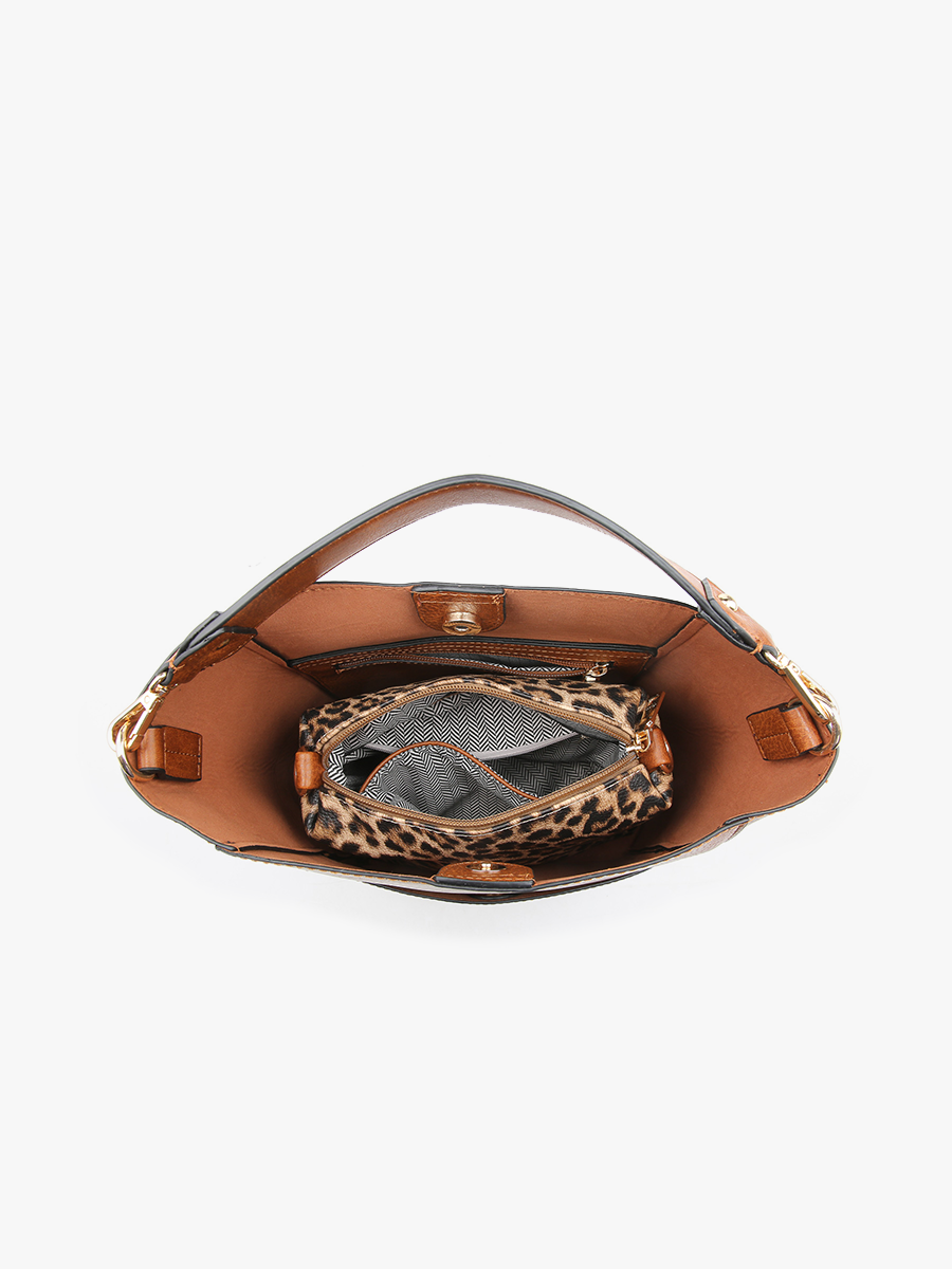 Abby 2-in-1 Bucket Bag w/ Animal Print Guitar Strap