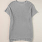 Gray Short Sleeve Side Slit Oversized Sweater
