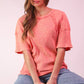 NT12086X-PLUS SIZE Mineral Washed Ribbed Knit Casual Top