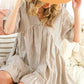 V-Neck Striped 100% Cotton Tiered Woven Dress VD81038