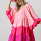 Pink Multi Color Block Flowy Dress