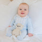 Baby Boy Feather Stitched Velour Romper with Bonnet