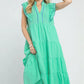 Mint Ruffle Sleeve Tiered Midi Dress