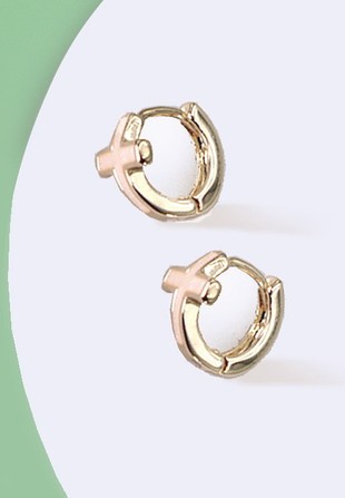 Brass Mini Cross Hoop Earrings
