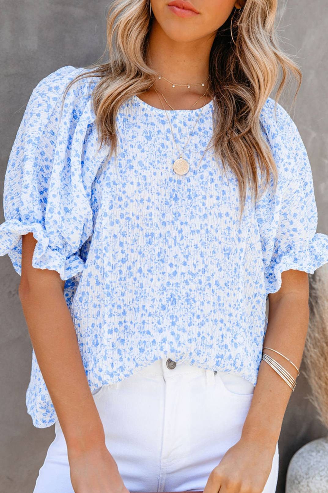 Floral Bloom Puff Sleeve Blouse