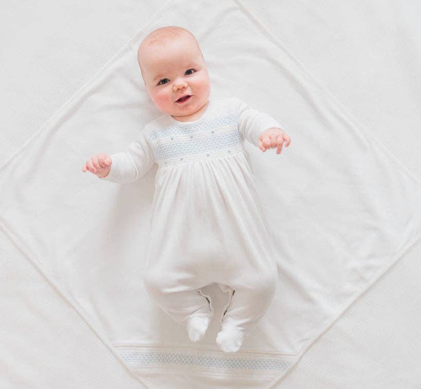 Baby Boy`s Smocked Bullion Blanket
