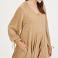 Drawstring Cuff Knit Babydoll Dress LD0804