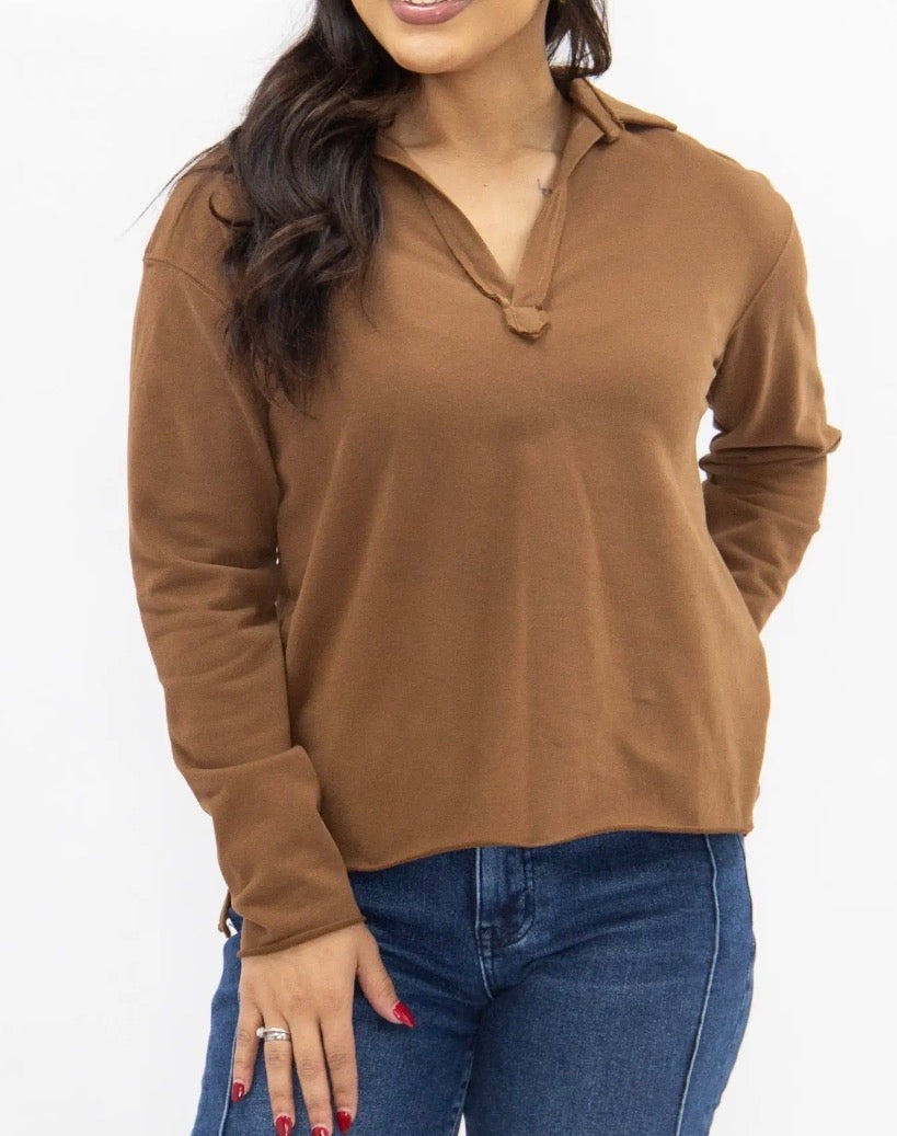 V-Neck Collared Pullover