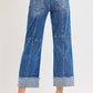 Cropped Wide Seam Detailed Jeans