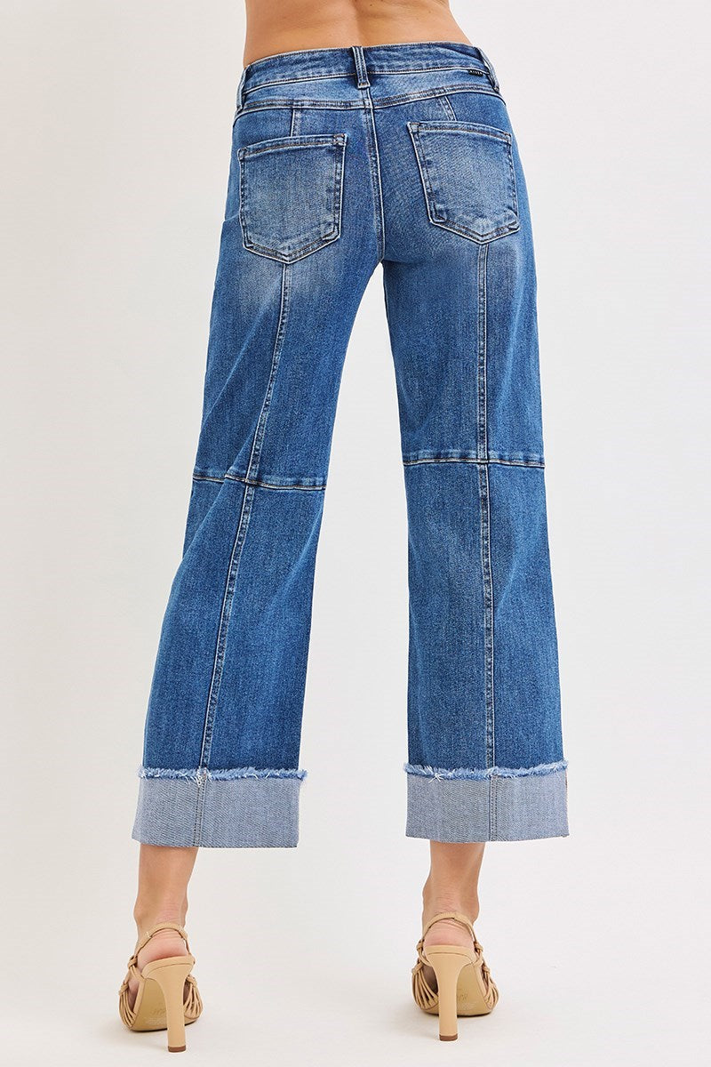Cropped Wide Seam Detailed Jeans