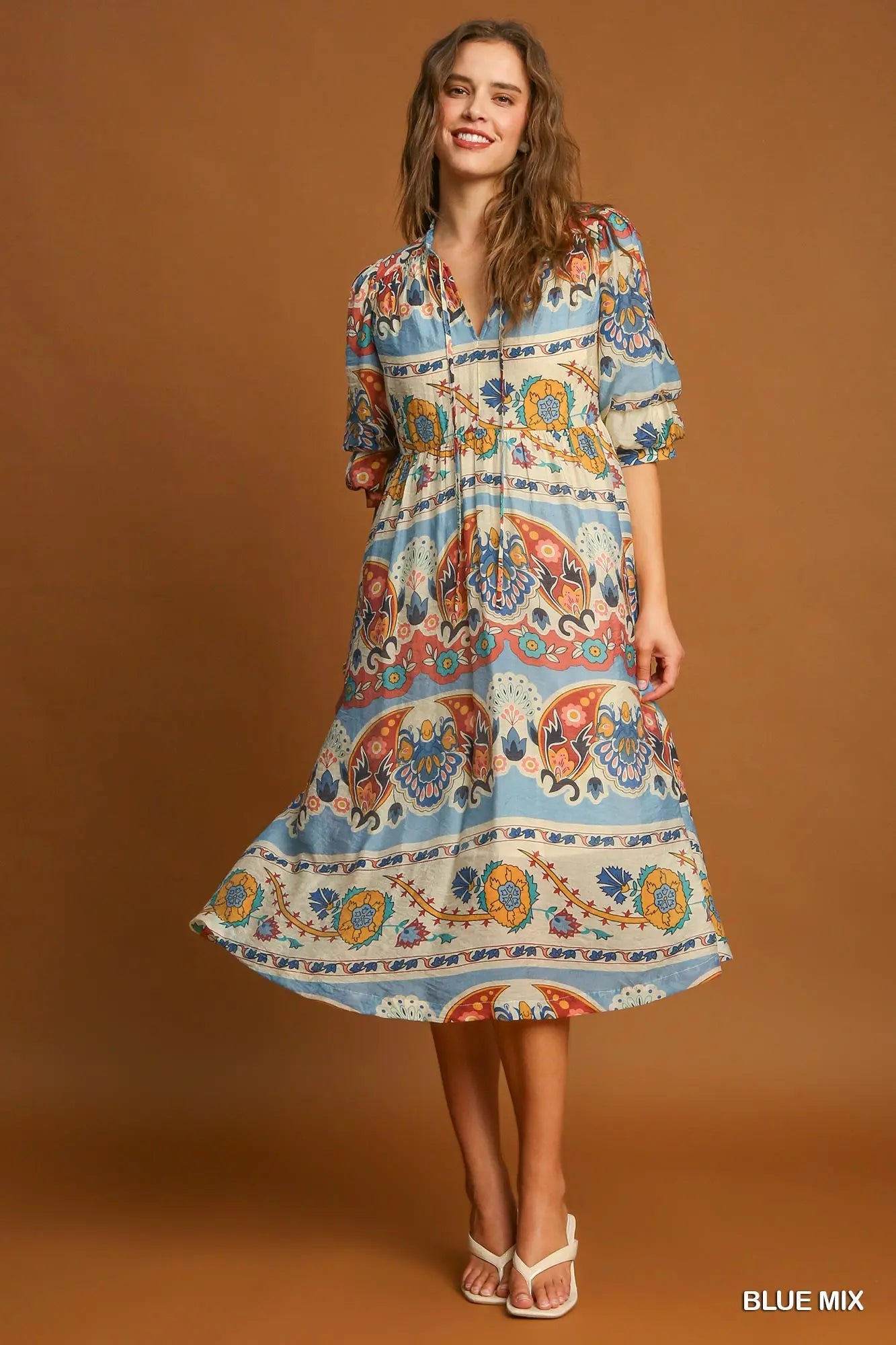 Puff Sleeve Midi Dress