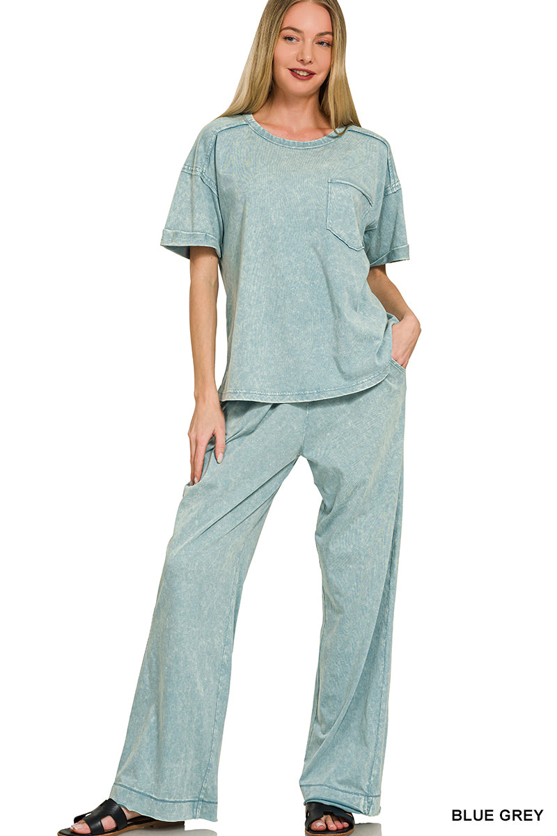 Acid Wash Pants Set