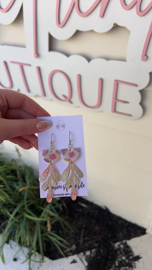 Pink and Purple Dangle Earrings