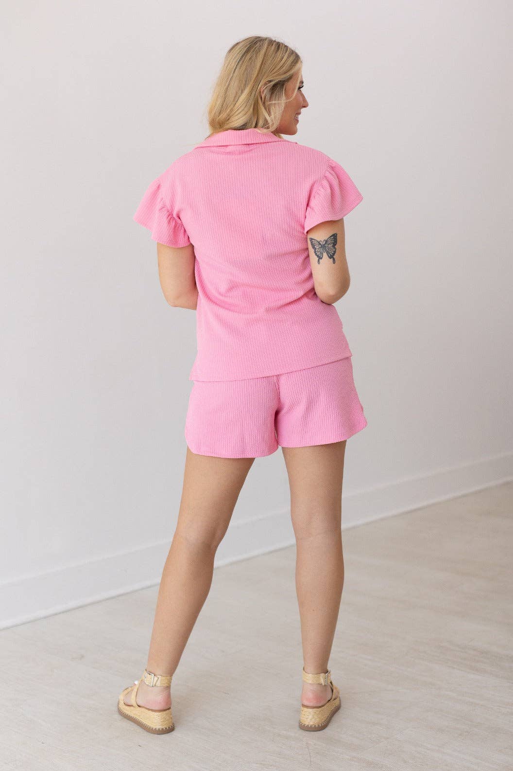 Light Pink Flutter Sleeve Set