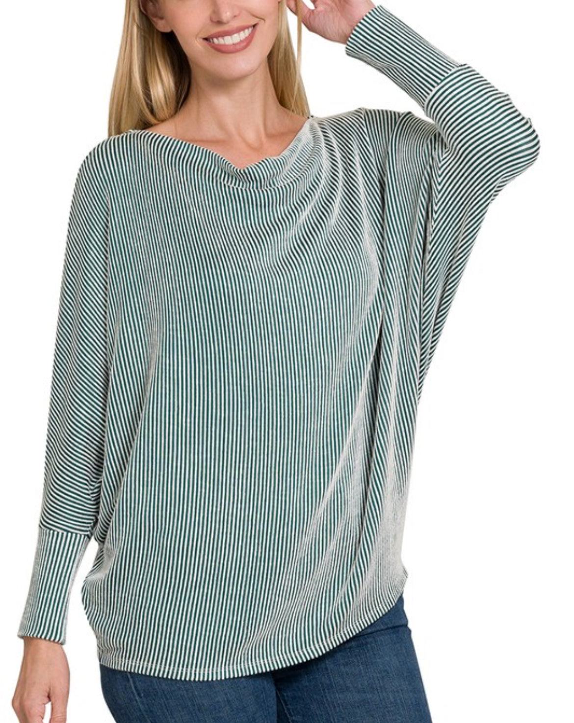 Ribbed Dolman Long Sleeve Top