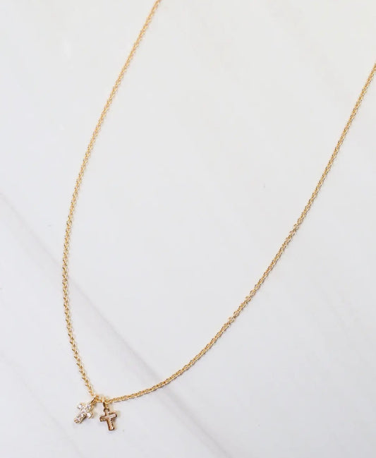 Gold Cross Charm Necklace