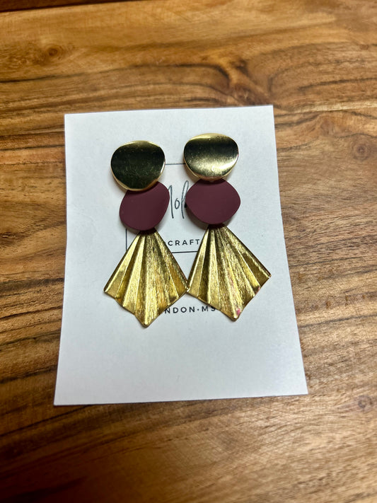 Maroon and Gold Earrings