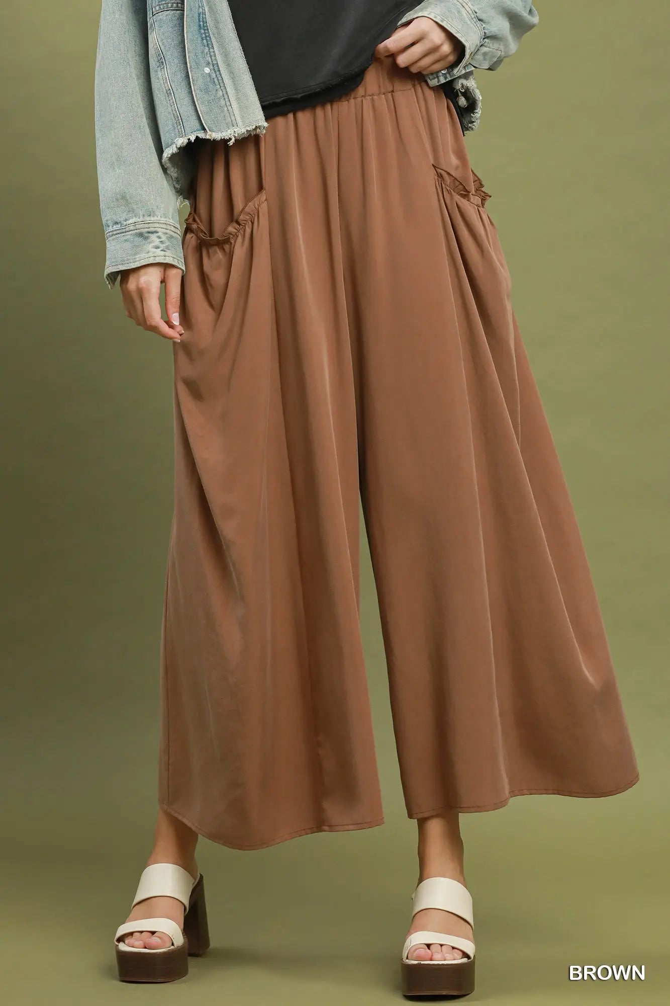 Brown Flowy Wide Leg Pants