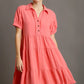 Coral Button Dress