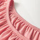 Plus Size Pink Floral Patchwork Ruffled Short Sleeve Blouse