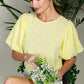 Round Neck Short Bubble Sleeve Woven Blouse Top VT81715B