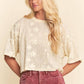 FLORAL RUFFLE SHORT SLEEVE BABYDOLL MESH TOP
