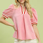 Bubble Pink Collard Top