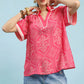 Pink Lined V-Neck Top